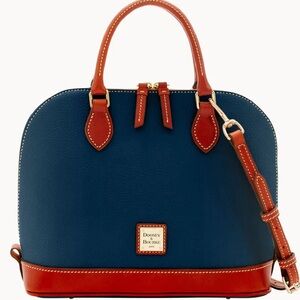 Dooney and Bourke Pebble Grain ZipZip Dome Satchel in Midnight Blue (2pcs) #2